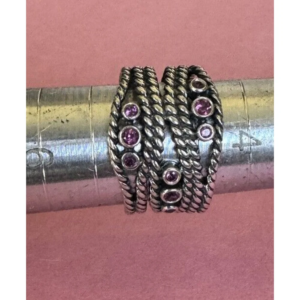 Pandora Sterling Silver Hidden Romance with Rhodolite Ring Size: 5